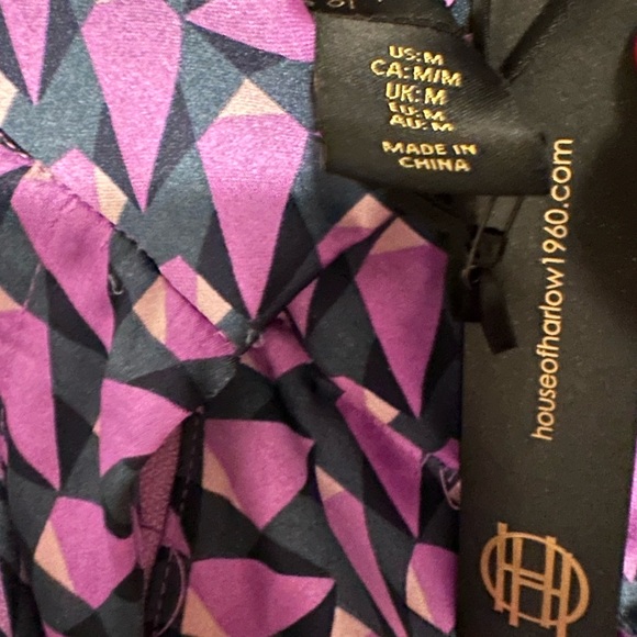 1960 House of Harlow ~ Geometric printed satin wide leg trousers - Picture 5 of 5